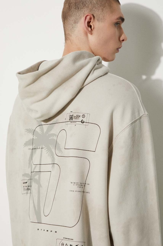 STAMPD cotton sweatshirt Transit Tie Dye SLA.M3333HD.STD beige