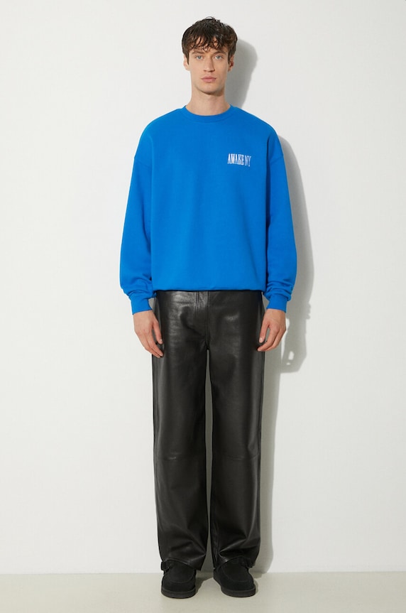 Awake NY bluza bawełniana Awake Crewneck SP24.CN002 niebieski SS24