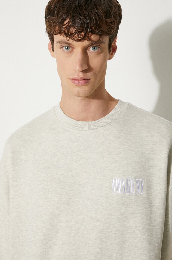 Bavlnená mikina Awake NY Awake Crewneck SP24.CN002 sivá