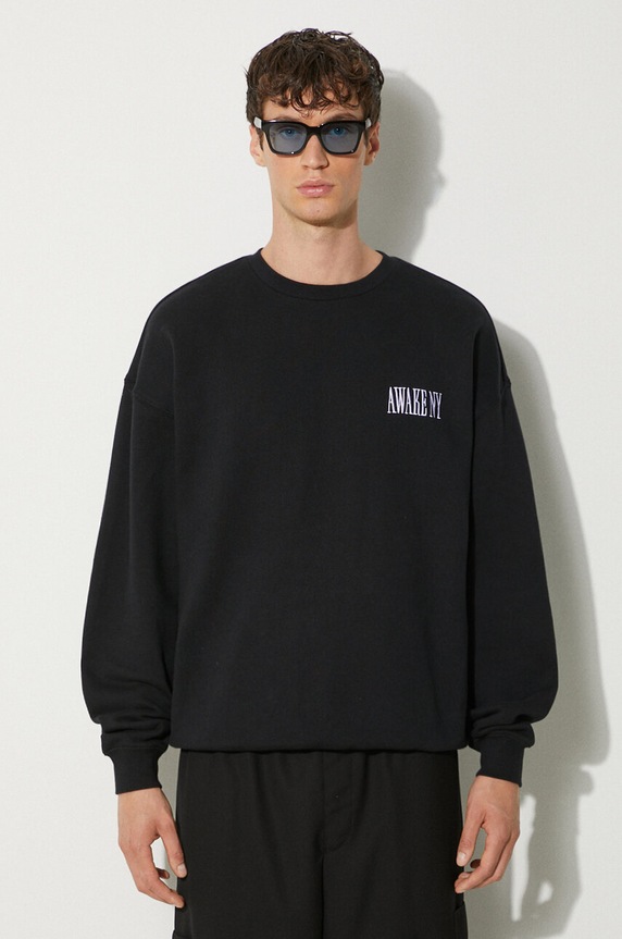 Bavlnená mikina Awake NY Awake Crewneck bavlna čierna SP24.CN002