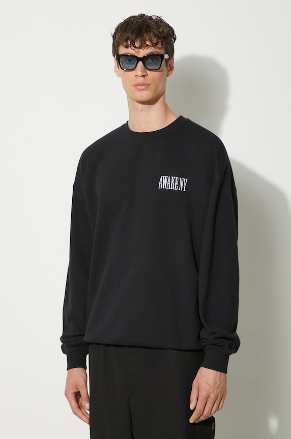 Bavlnená mikina Awake NY Awake Crewneck čierna SP24.CN002