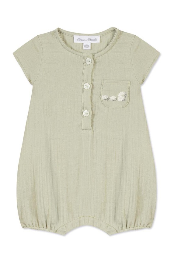 Хлопковый ромпер для младенцев Tartine et Chocolat TY33050.49.74 зелёный SS24