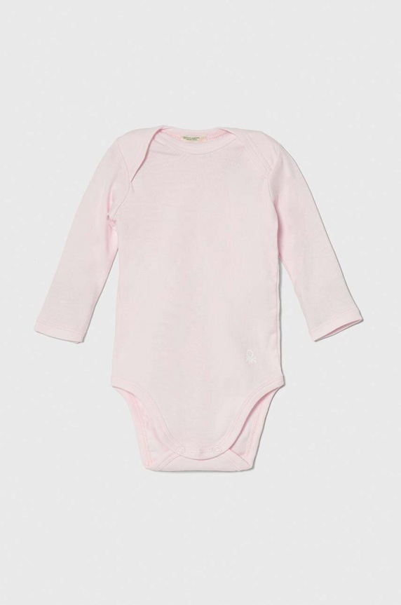 United Colors of Benetton body din bumbac pentru bebelusi 3GI70B089.W.Repropose roz SS24