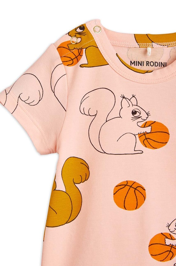 Băieți Mini Rodini body bebe Squirrels 2424011128 roz