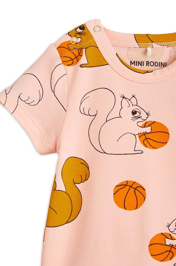 Băieți Mini Rodini body bebe Squirrels 2424011128 roz