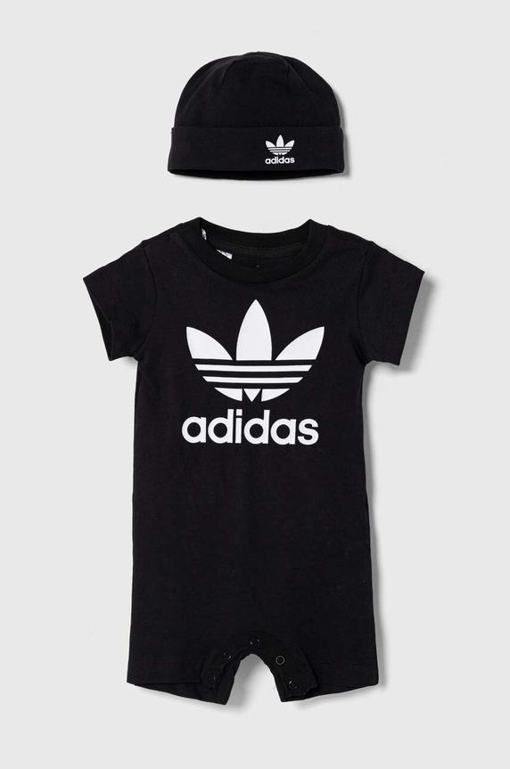 adidas Originals rampers bawełniany niemowlęcy czarny IS7257