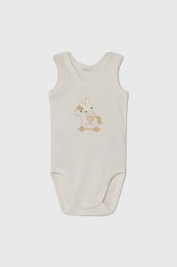 Pamučni bodi za bebe United Colors of Benetton 2-pack 3GI70B00M.W.Seasonal bež SS24