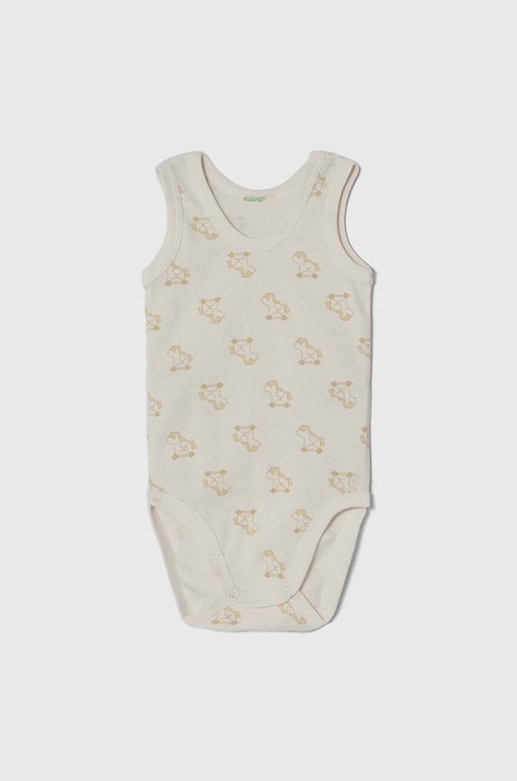 Dječaci Pamučni bodi za bebe United Colors of Benetton 2-pack 3GI70B00M.W.Seasonal bež