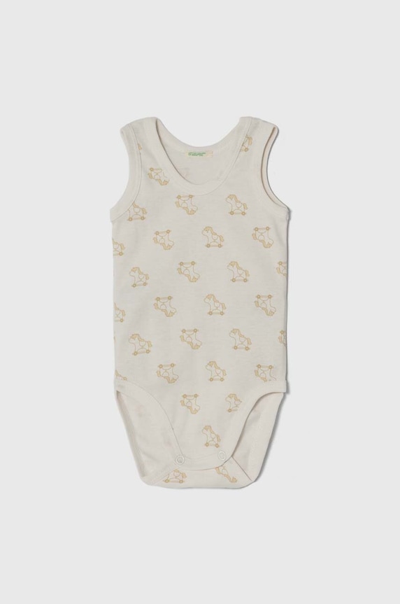 Dječaci Pamučni bodi za bebe United Colors of Benetton 2-pack 3GI70B00M.W.Seasonal bež