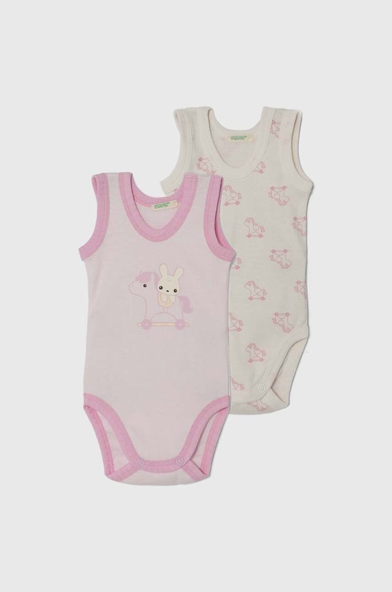Pamučni bodi za bebe United Colors of Benetton 2-pack Proizvod za bebe roza 3GI70B00M.W.Seasonal