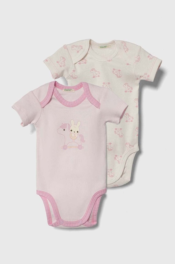 United Colors of Benetton body bawełniane niemowlęce 2-pack Produkt niemowlęcy różowy 3GI70B00N.W.Seasonal