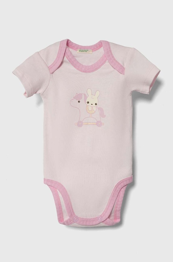 Chłopiec United Colors of Benetton body bawełniane niemowlęce 2-pack 3GI70B00N.W.Seasonal różowy