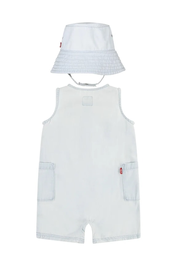 Dětské bavlněné dupačky Levi's LVB DENIM ROMPER & BUCKET HAT 6EK229 modrá SS26