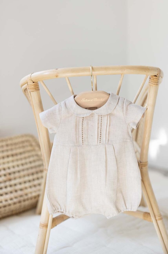 Tartine et Chocolat rampers in lino per bambini beige TY33140.49.74