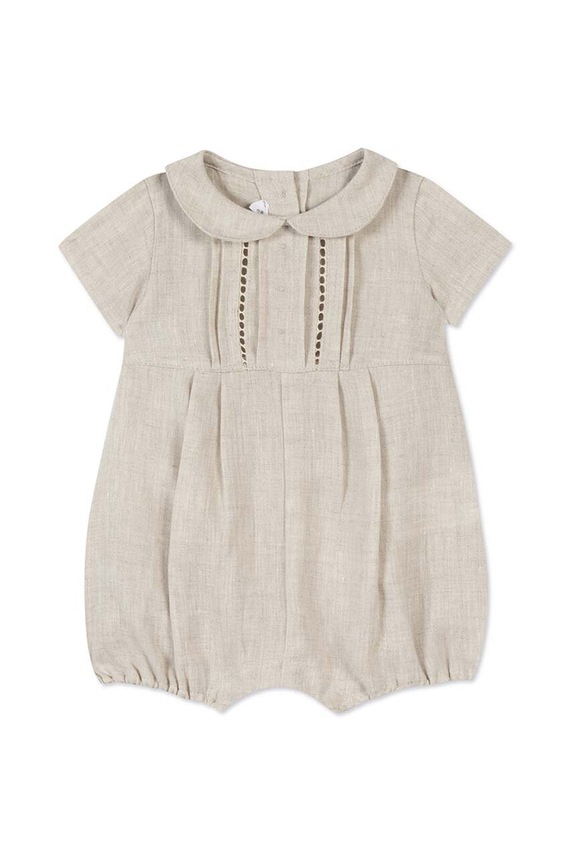 Tartine et Chocolat rampers in lino per bambini TY33140.49.74 beige SS24