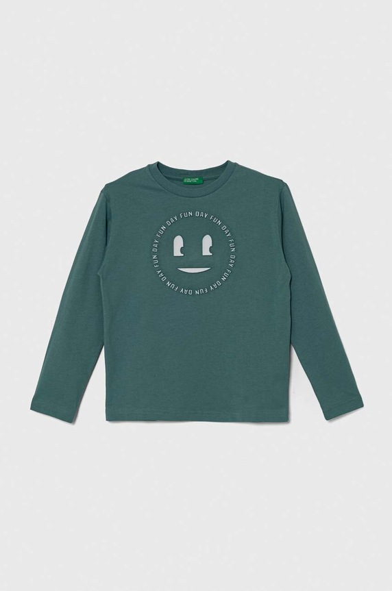 Detská bavlnená košeľa s dlhým rukávom United Colors of Benetton bavlna tyrkysová 3096C10HC.G.Seasonal
