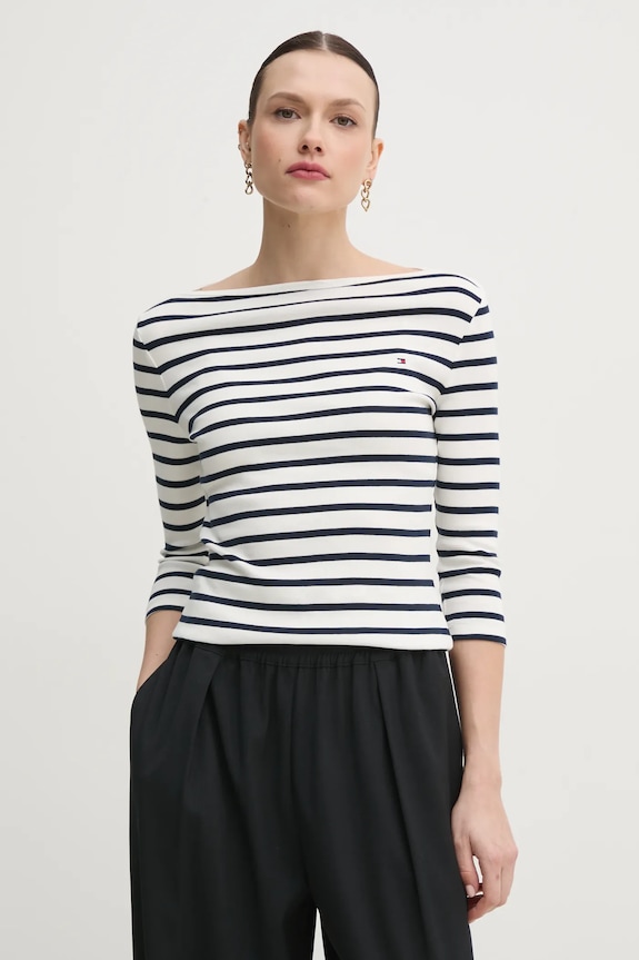 Tommy Hilfiger longsleeve damski bawełniany bawełna biały WW0WW40589