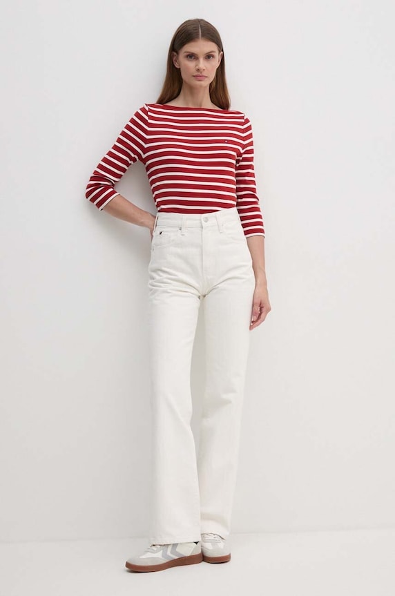 Tommy Hilfiger Μακρυμάνικο γυναικείο βαμβακερό WW0WW40589 κόκκινο AA00