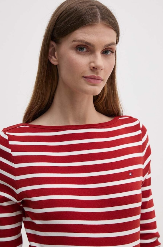 Tommy Hilfiger Μακρυμάνικο γυναικείο βαμβακερό κόκκινο WW0WW40589