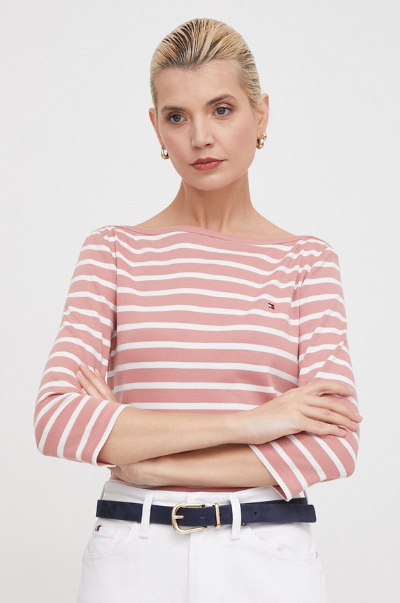 Tommy Hilfiger longsleeve damski bawełniany różowy WW0WW40589