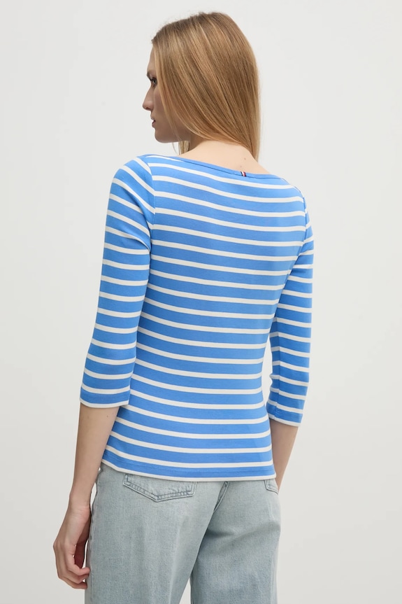 Odzież Tommy Hilfiger longsleeve damski bawełniany WW0WW40589 niebieski