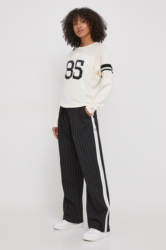 Tričko s dlouhým rukávem Tommy Hilfiger WW0WW40594 béžová SS24