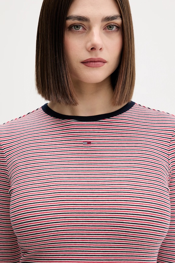 Tričko s dlhým rukávom Tommy Jeans tmavomodrá DW0DW17387