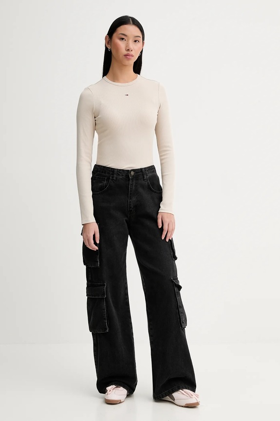 Блуза с дълги ръкави Tommy Jeans DW0DW17387 бежов SS26