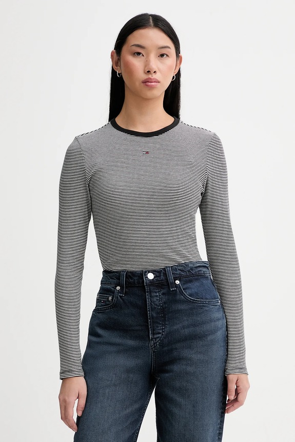 Tommy Jeans hosszú ujjú fekete DW0DW17387