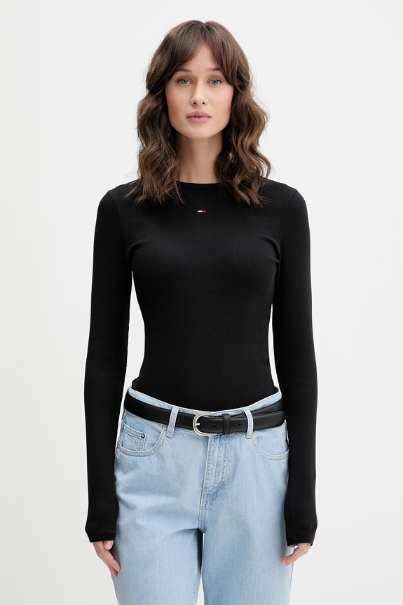 Tommy Jeans camicia a maniche lunghe semplice nero DW0DW17387