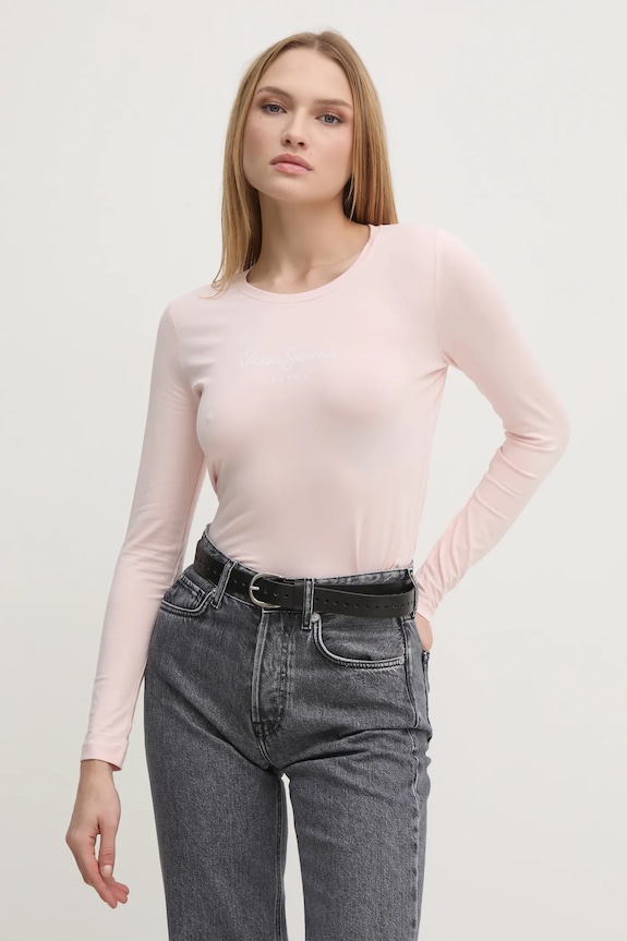 Tričko s dlhým rukávom Pepe Jeans potlač ružová PL505203