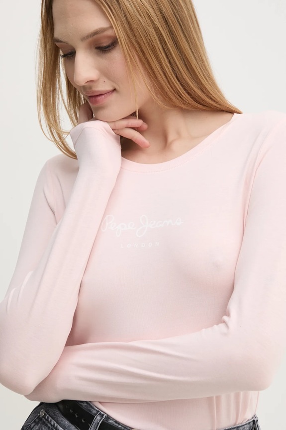 Tričko s dlhým rukávom Pepe Jeans ružová PL505203