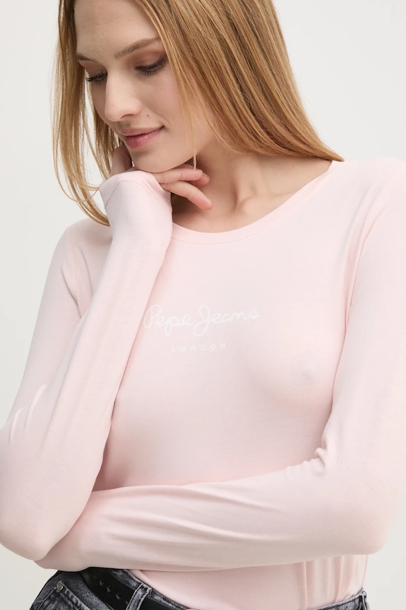 Tričko s dlhým rukávom Pepe Jeans ružová PL505203