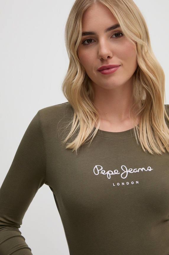 Tričko s dlouhým rukávem Pepe Jeans zelená PL505203