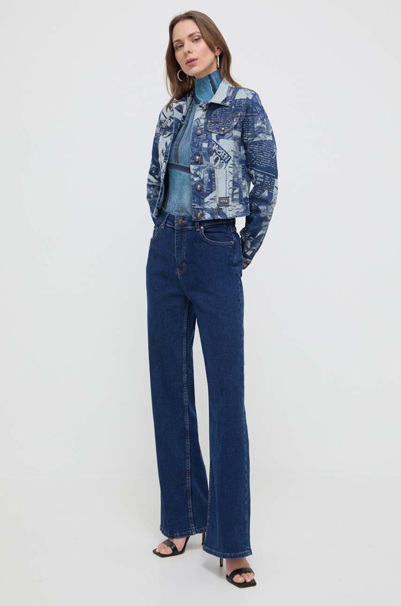 Versace Jeans Couture sweter bawełniany 76HAFM09.CMH37 niebieski SS24