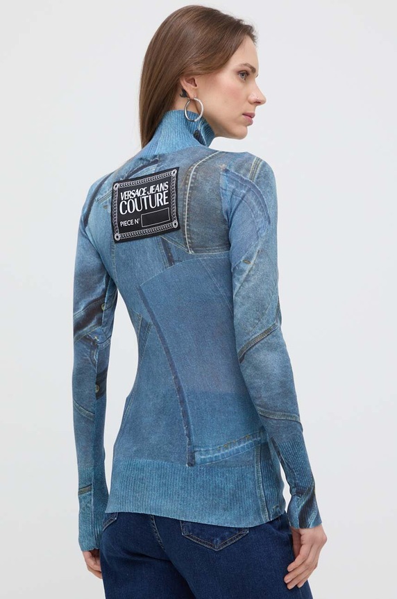 Odzież Versace Jeans Couture sweter bawełniany 76HAFM09.CMH37 niebieski