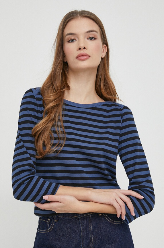 United Colors of Benetton longsleeve bawełniany wzorzyste czarny 3OA6E16A1