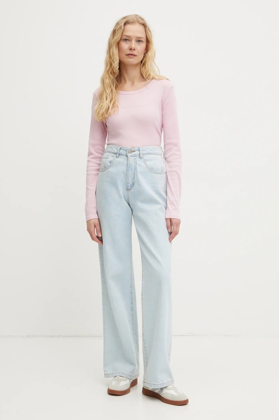 United Colors of Benetton longsleeve bawełniany 3GA2E16G0 różowy AW25