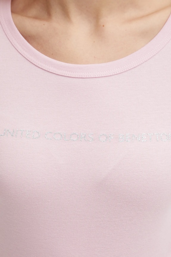 United Colors of Benetton longsleeve bawełniany 3GA2E16G0 różowy