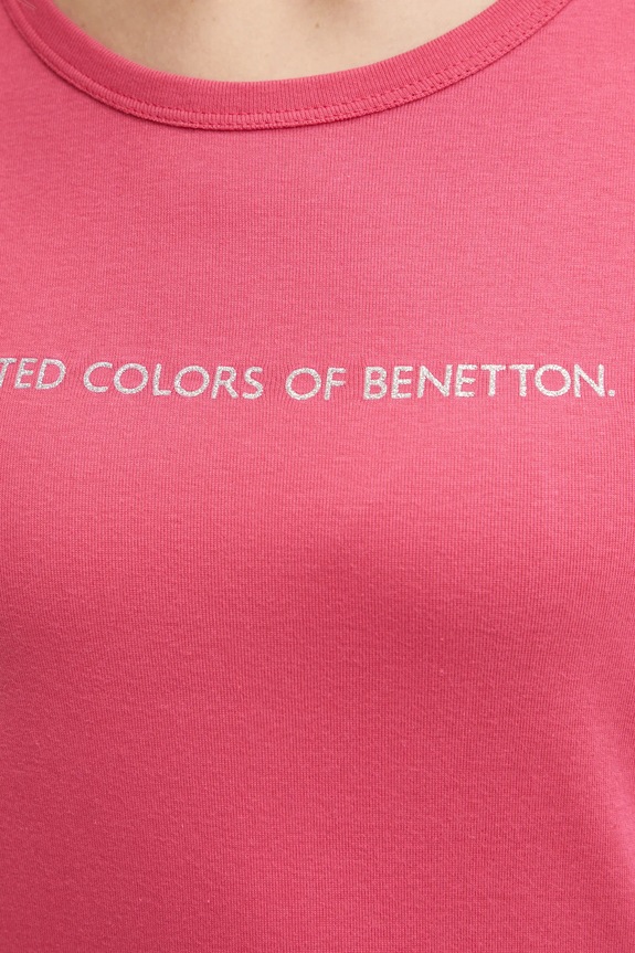 United Colors of Benetton longsleeve bawełniany 3GA2E16G0 różowy