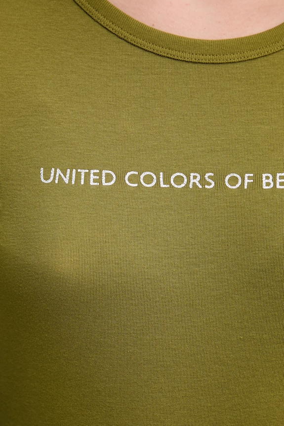 United Colors of Benetton longsleeve bawełniany 3GA2E16G0 zielony