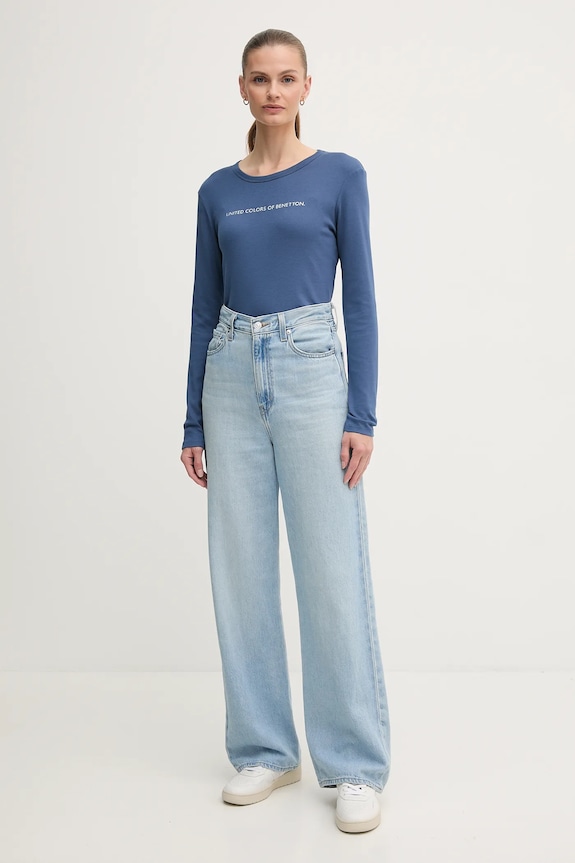 United Colors of Benetton longsleeve bawełniany 3GA2E16G0 niebieski AW25