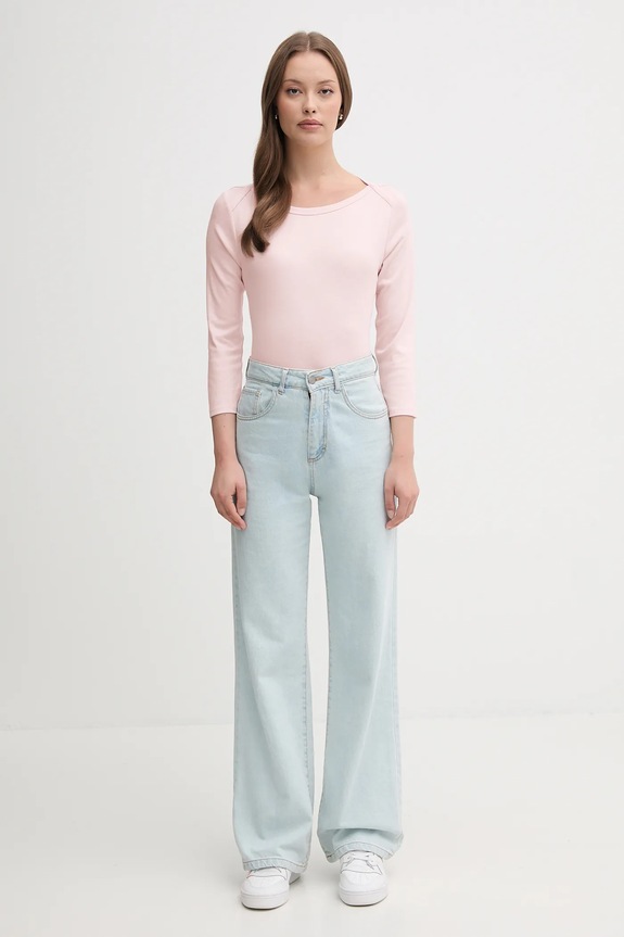 United Colors of Benetton longsleeve bawełniany 3GA2E16A1 różowy AA00