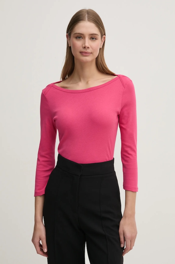 Хлопковый лонгслив United Colors of Benetton хлопок розовый 3GA2E16A1