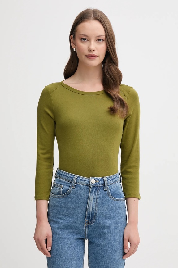 United Colors of Benetton longsleeve bawełniany bawełna zielony 3GA2E16A1