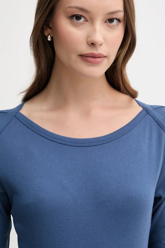 United Colors of Benetton longsleeve bawełniany niebieski 3GA2E16A1