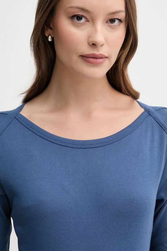 United Colors of Benetton longsleeve bawełniany niebieski 3GA2E16A1