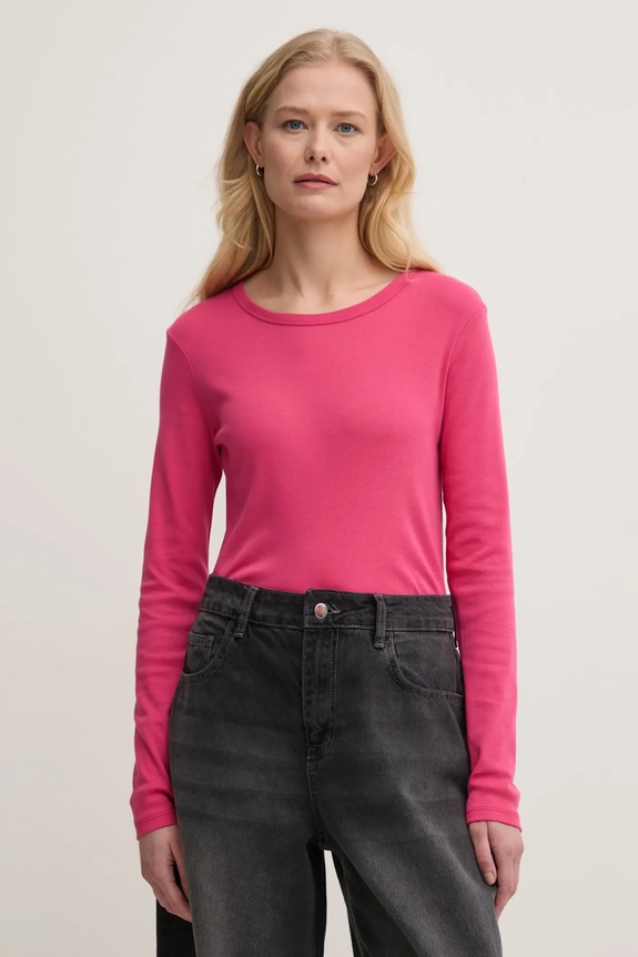 United Colors of Benetton longsleeve bawełniany bawełna różowy 3GA2E16F9