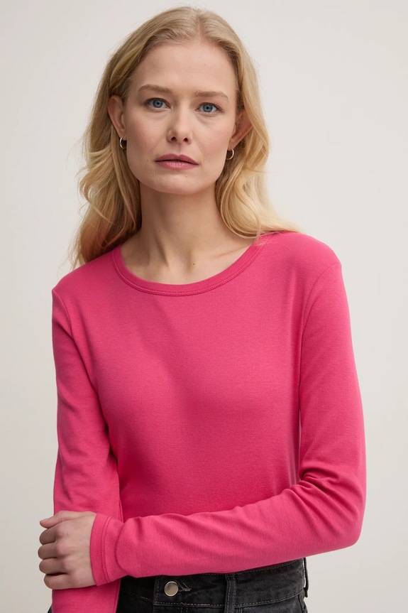 Odzież United Colors of Benetton longsleeve bawełniany 3GA2E16F9 różowy