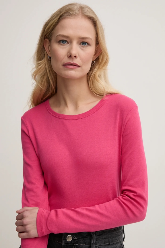 Odzież United Colors of Benetton longsleeve bawełniany 3GA2E16F9 różowy
